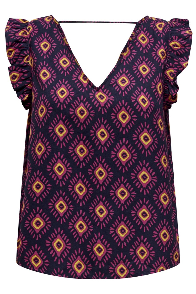 ONLLEAH S/S FRILL TOP CS PTM 15328393 FUCHSIA FEDORA/DIAMONDS